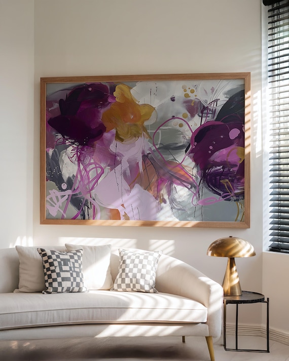 Colorful Abstract Art Print Large Neutral Decor