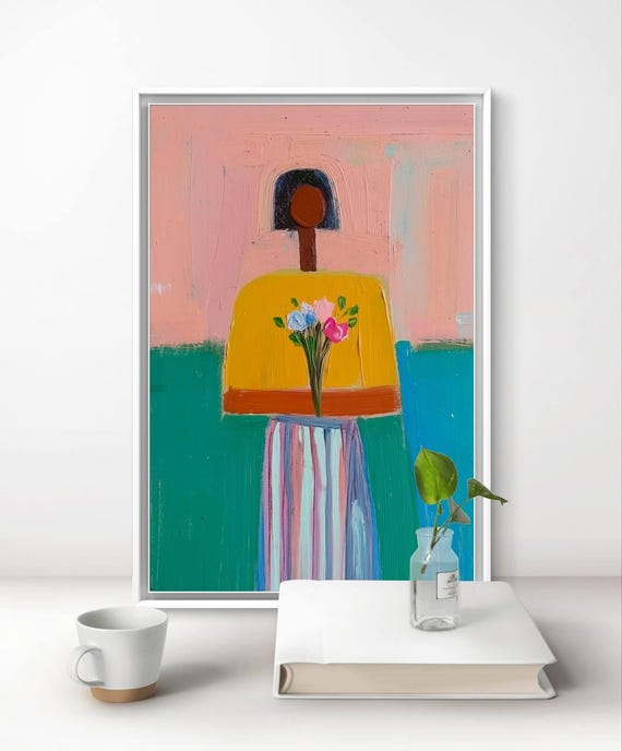 Abstract Woman Art Print Modern Figurative Oilstyle Painting