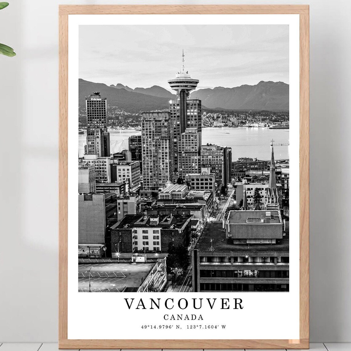 Vancouver Harbour Centre Tower Skyline Canada Black White Poster