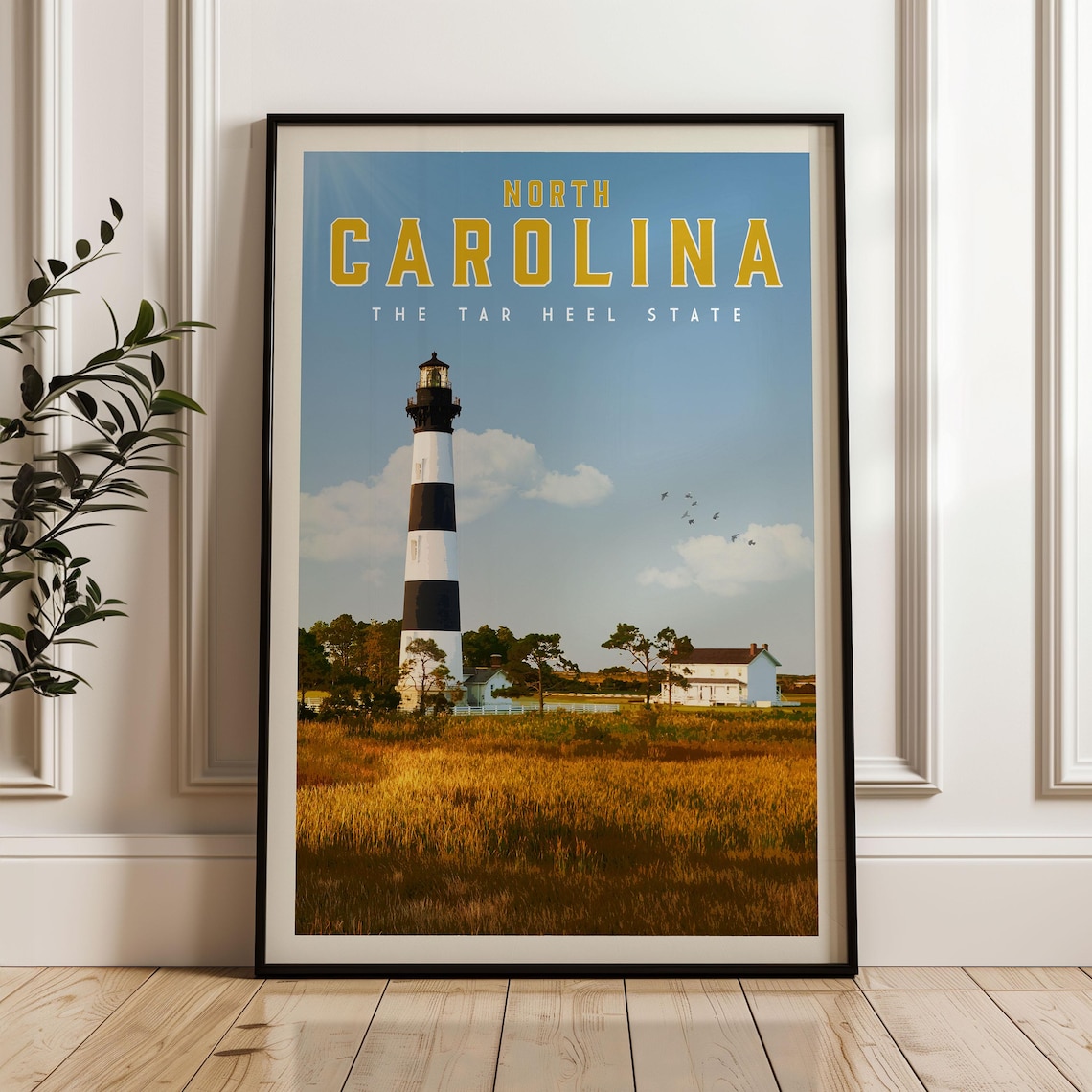 North Carolina Travel Poster, Charlotte Wall Art Print