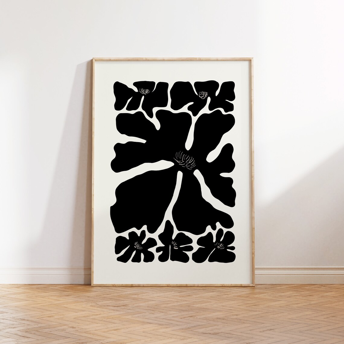Dark Flowers Black And White Poster Print