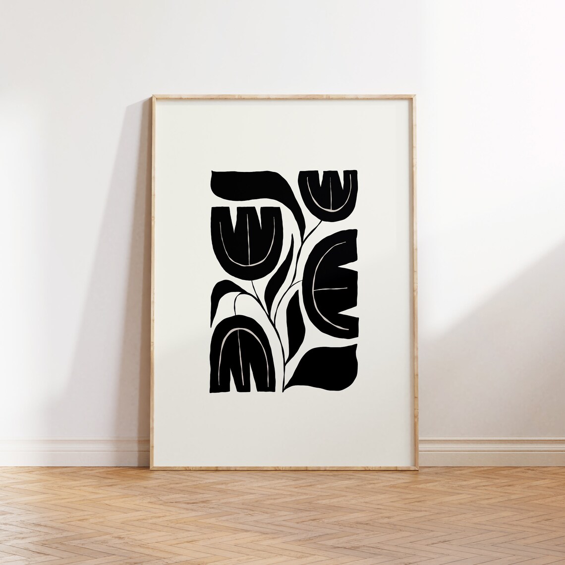 Dark Flowers Black And White Floral Art Print
