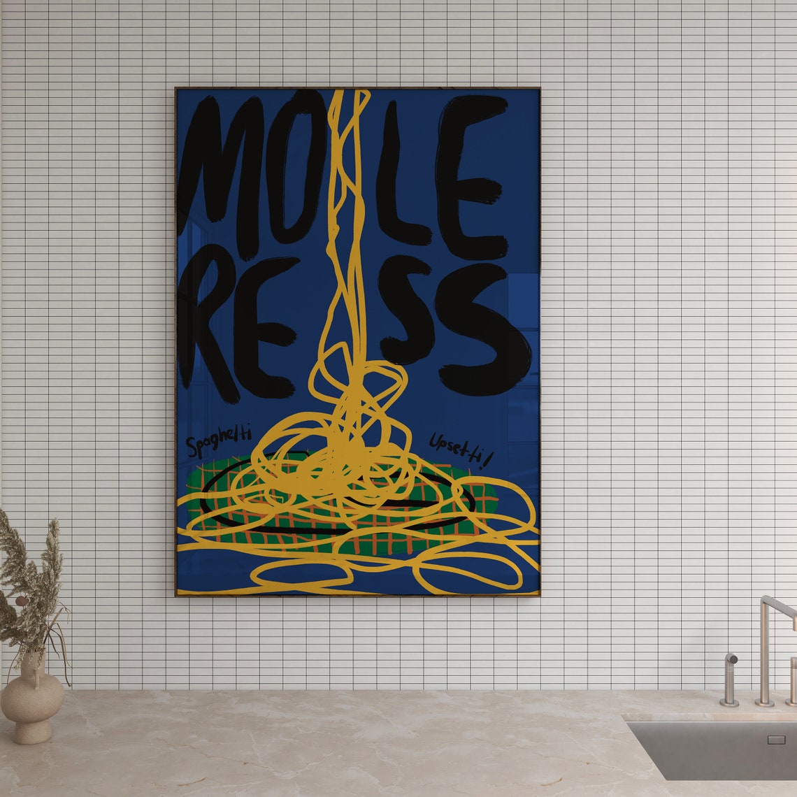 More Spaghetti Less Upsetti Funny Pasta Quote Kitchen Poster - Image 3