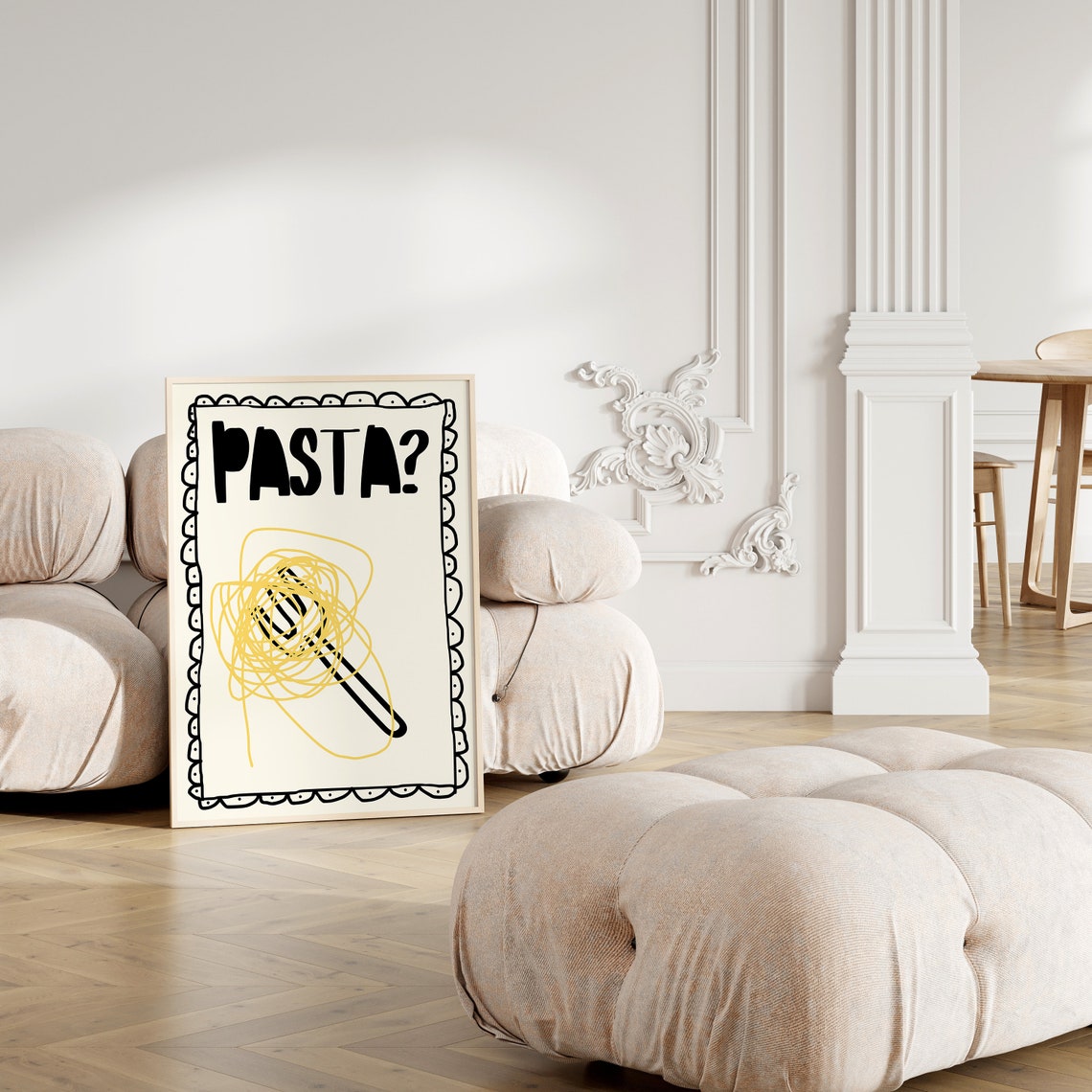 Pasta Question Funny Spaghetti Twirl Fork Kitchen Quote Poster - Image 3
