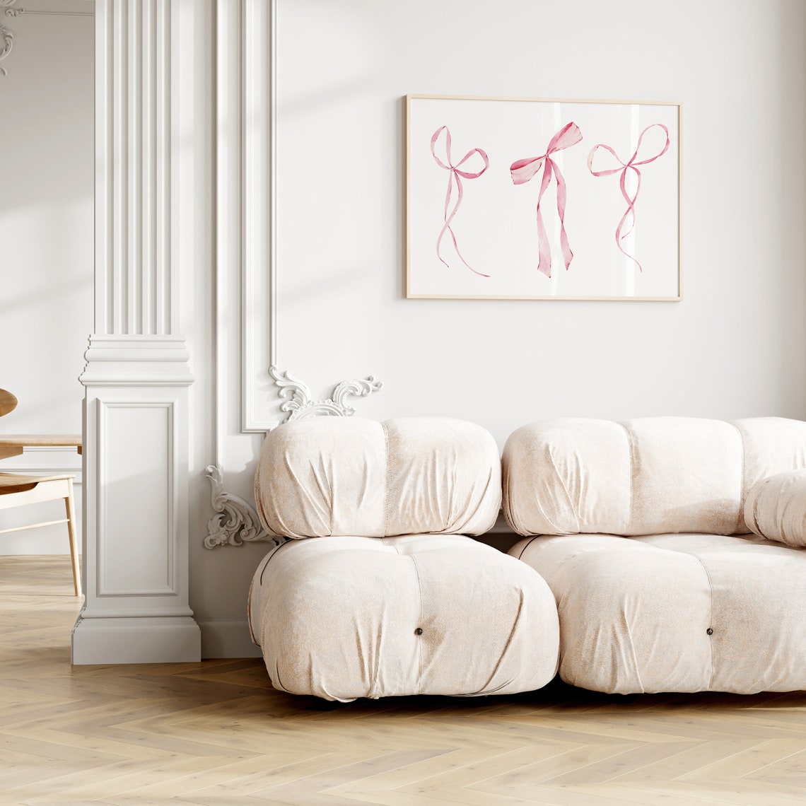 Three Pink Watercolor Ribbon Bows Horizontal Minimalist Poster - Image 2