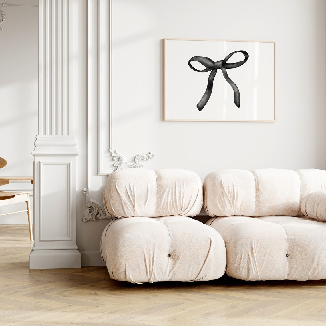 Elegant Black Ribbon Bow Horizontal Hand Drawn Watercolor Poster - Image 2