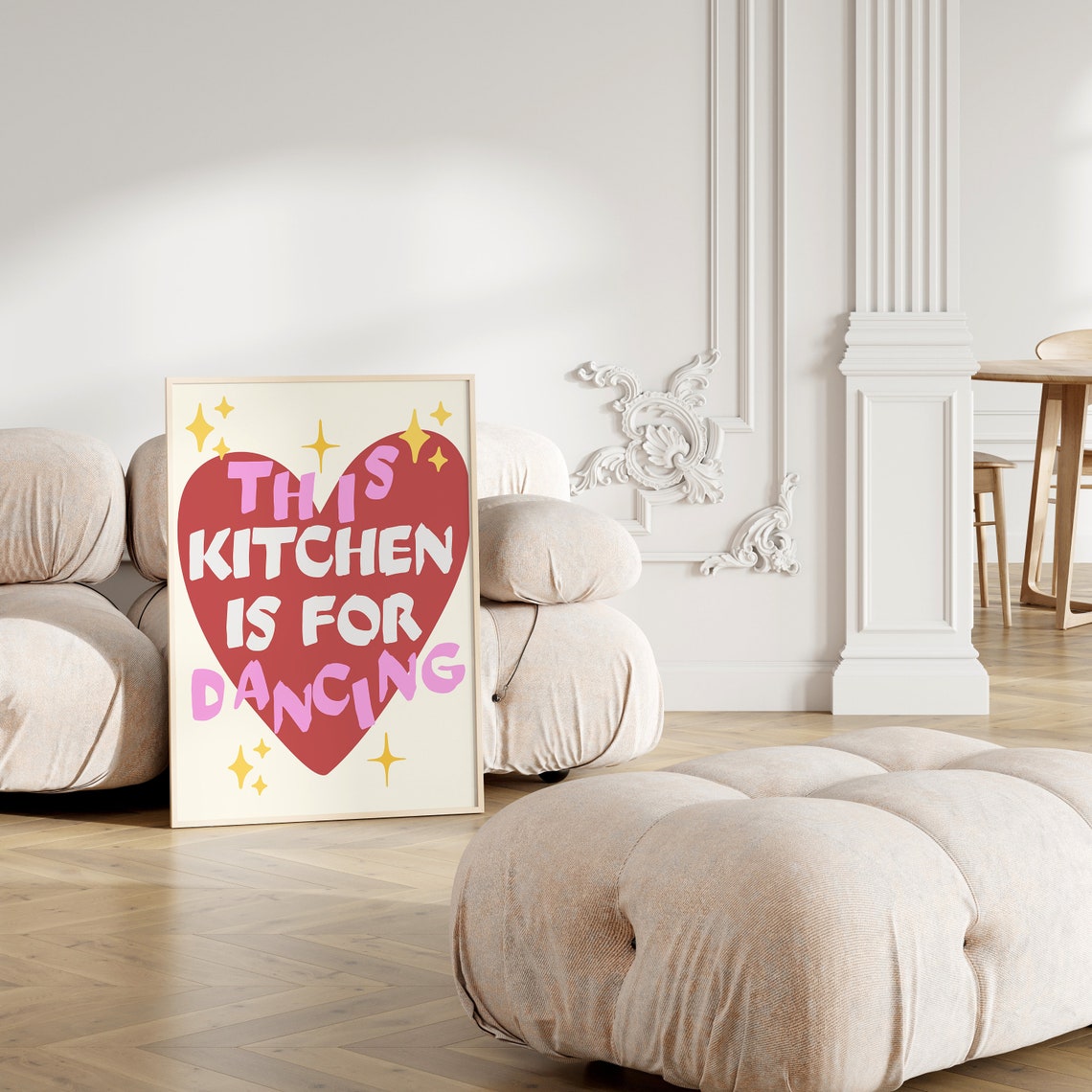 Fun This Kitchen Is For Dancing Red Heart Sparkle Quote Poster - Image 3