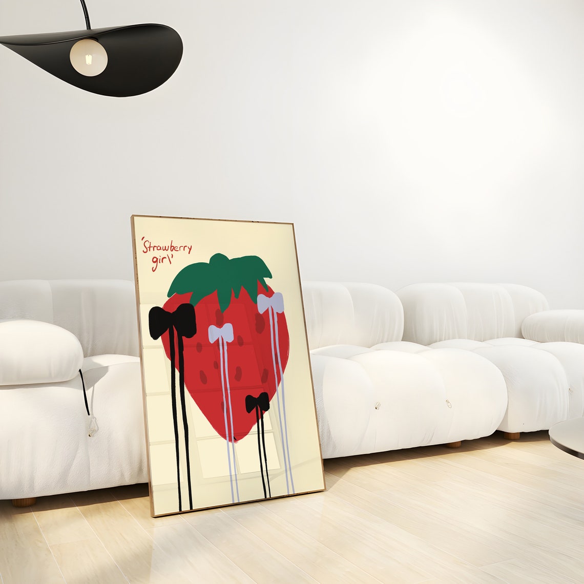 Strawberry Girl Red Fruit with Ribbon Bows Coquette Kitchen Poster - Image 4