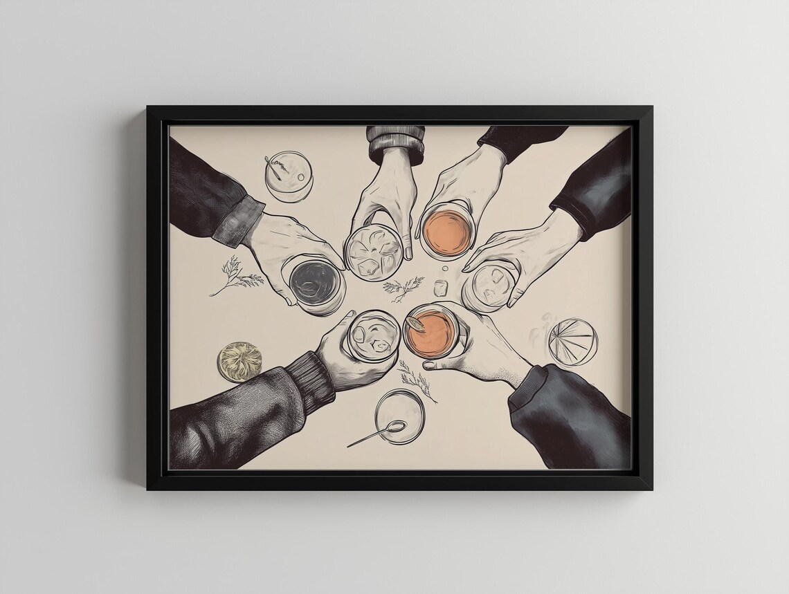 Cheers Print, Trendy Bar Cart Wall Decor - Image 4