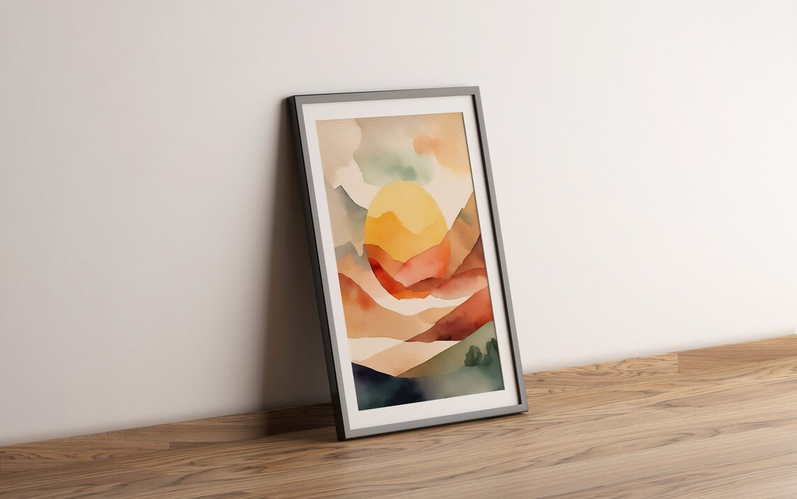 Minimalist Boho Sunrise Landscape Poster, Zen Decor - Image 2