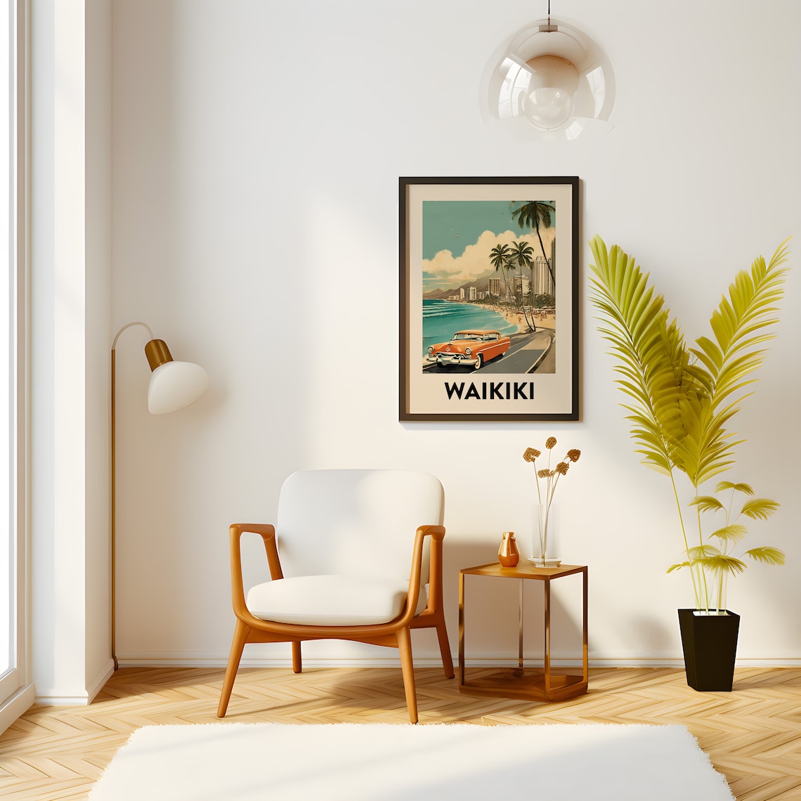 Waikiki Hawaii Retro Travel Poster, Mid-Century Art Print - Image 4