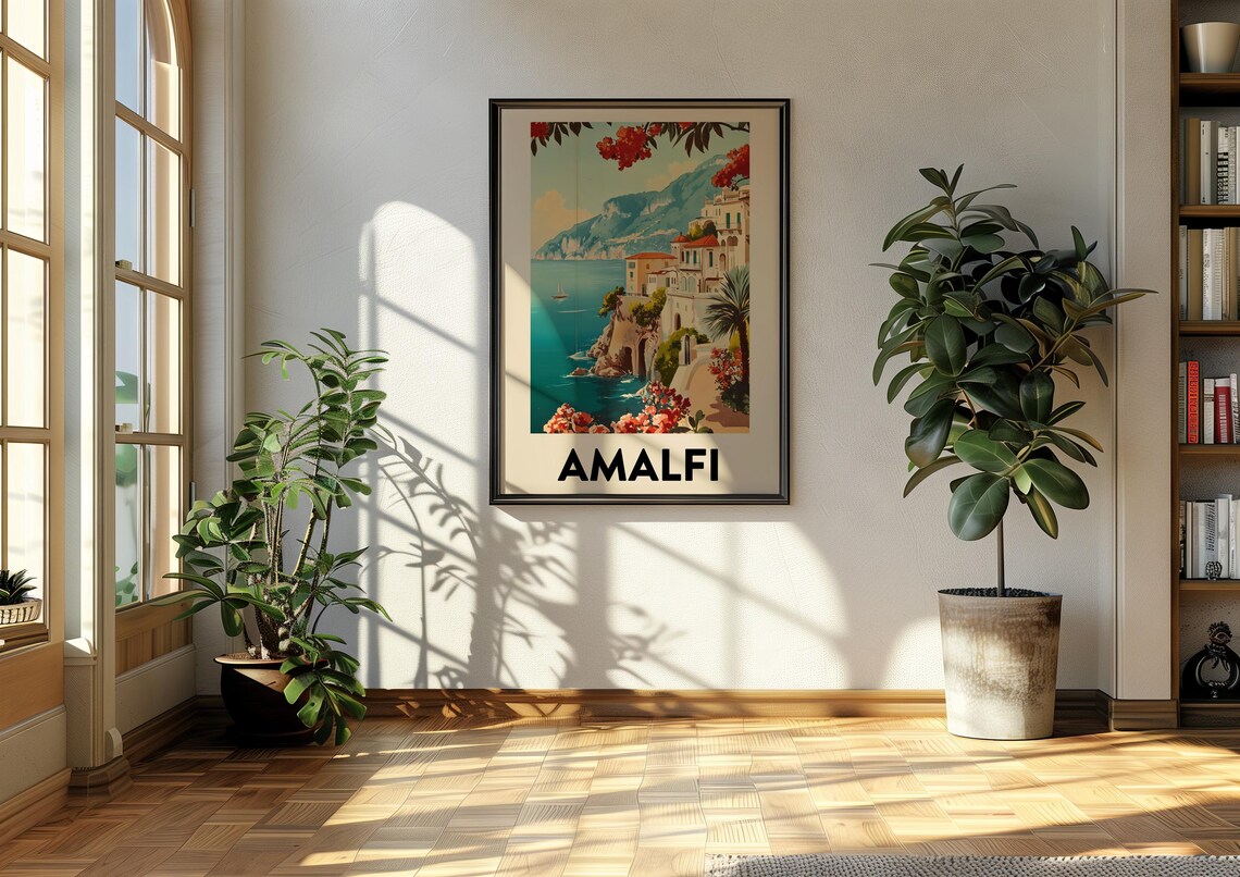 Amalfi Vintage Travel Poster, Italy Retro Print - Image 2