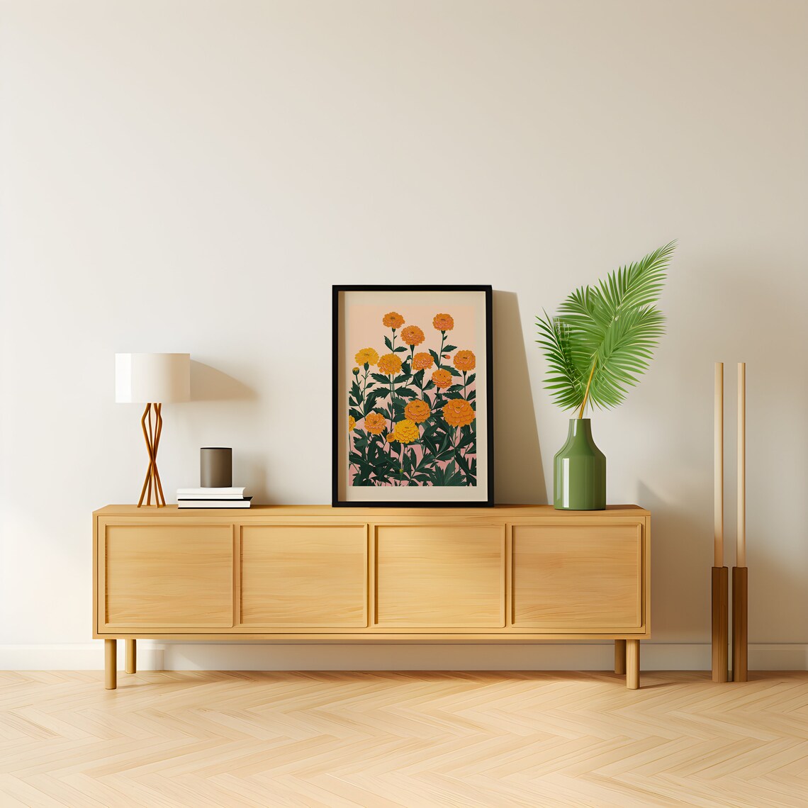 October Marigold Botanical Art Print, Personalized - Image 3