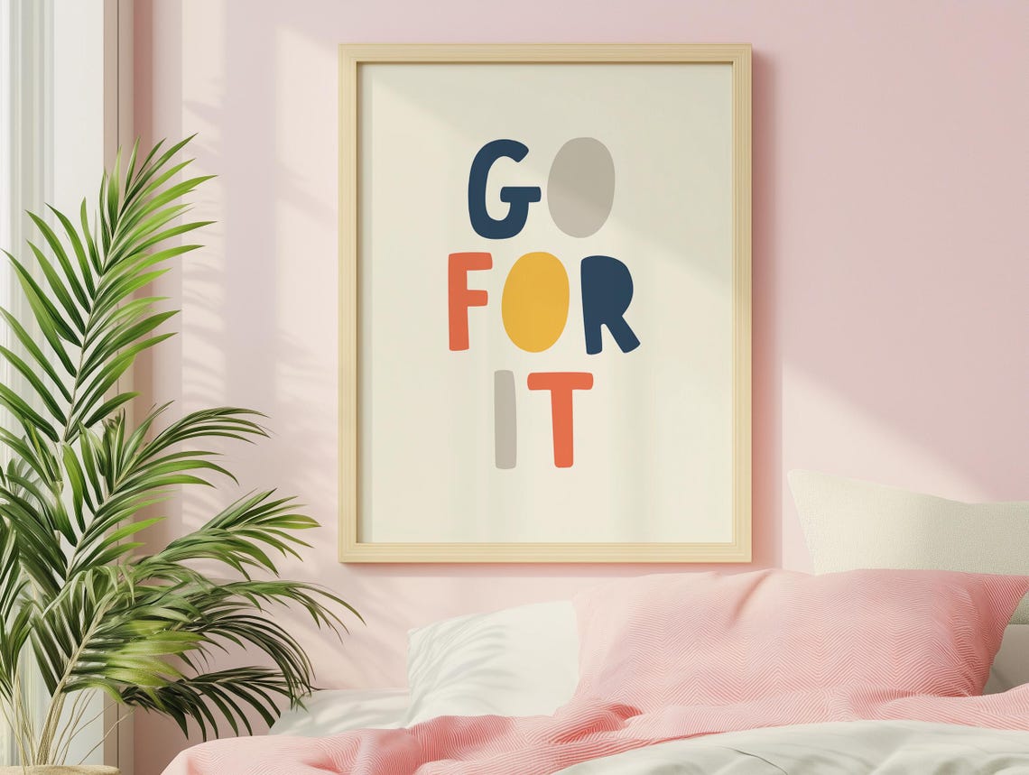 Go For It Colorful Hand Lettered Inspirational Quote Typography Poster - Image 4