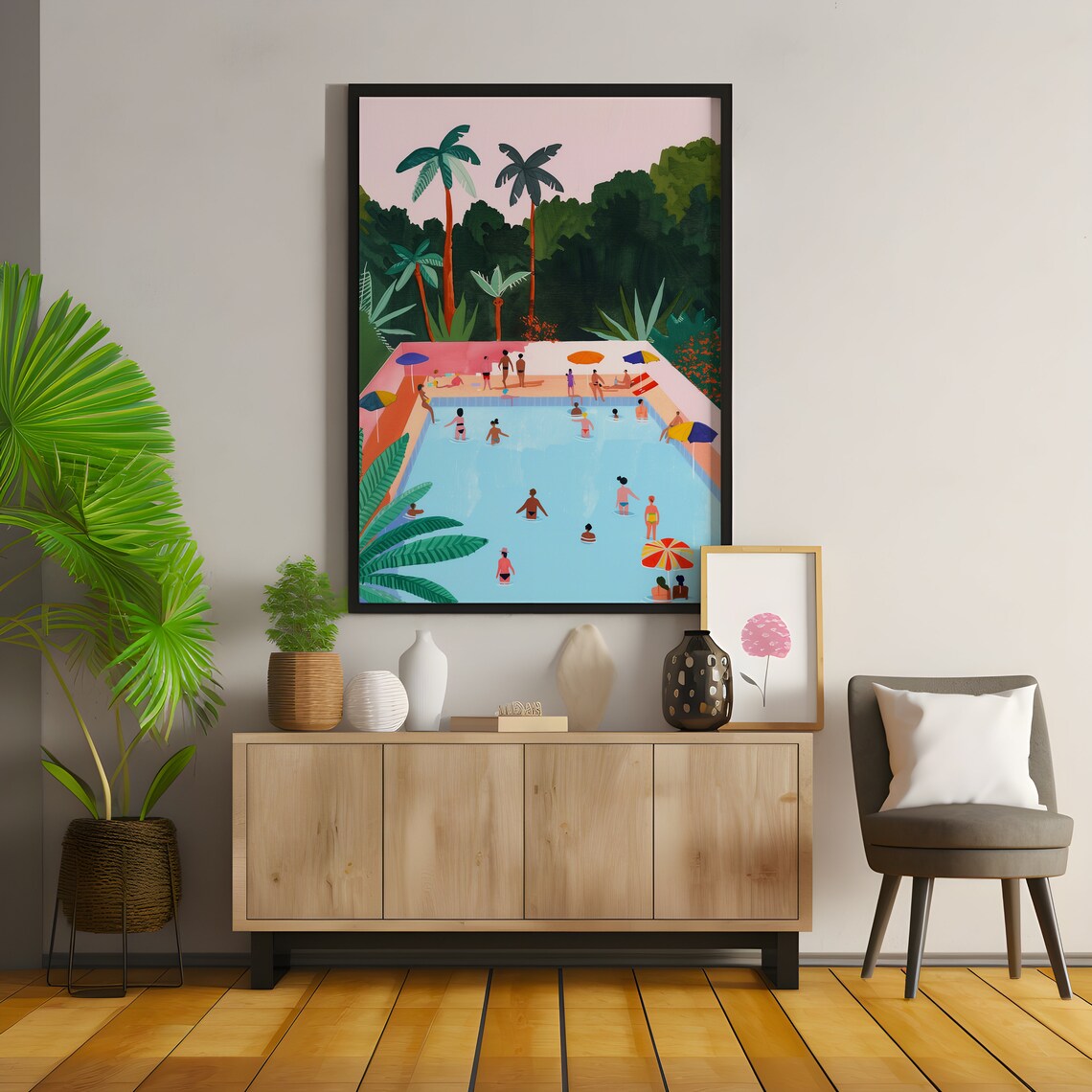 Jungle Pool Party Minimalist Travel Poster - Image 2