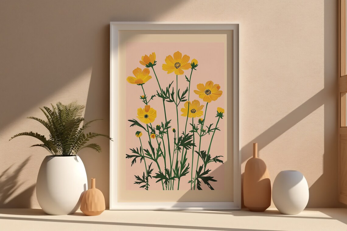 October Birth Flower Cosmos Botanical Art Print - Image 4