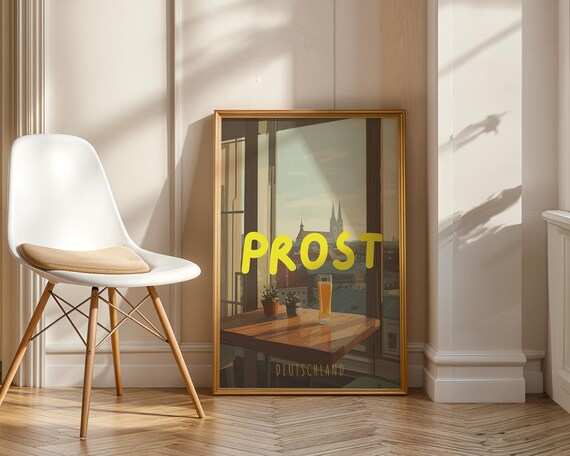 Prost Poster Art Cheers Sante Salud Wall Print Vintage Deutschland