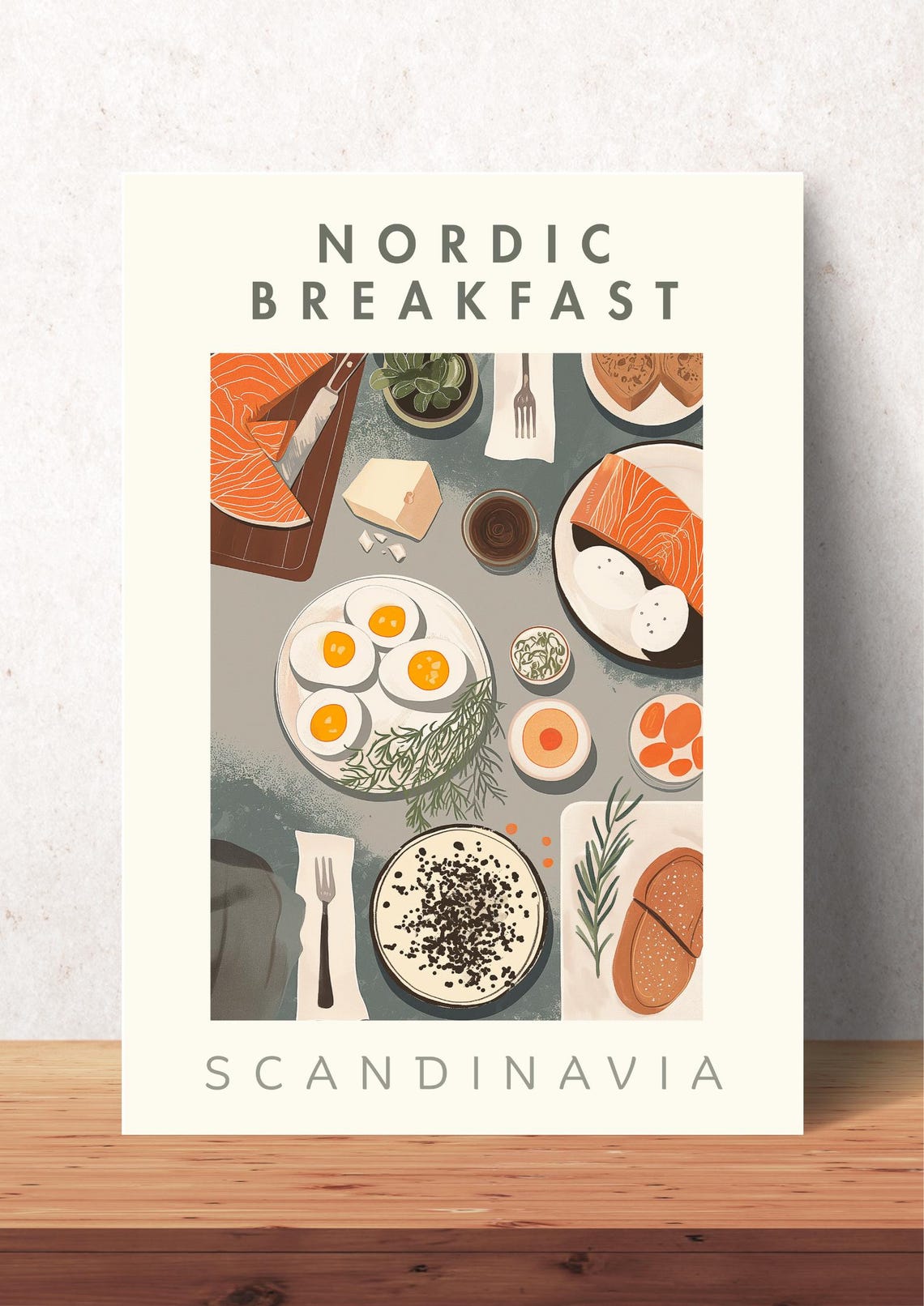 Nordic Breakfast Scandinavian Food Table Flat Lay Kitchen Art Poster