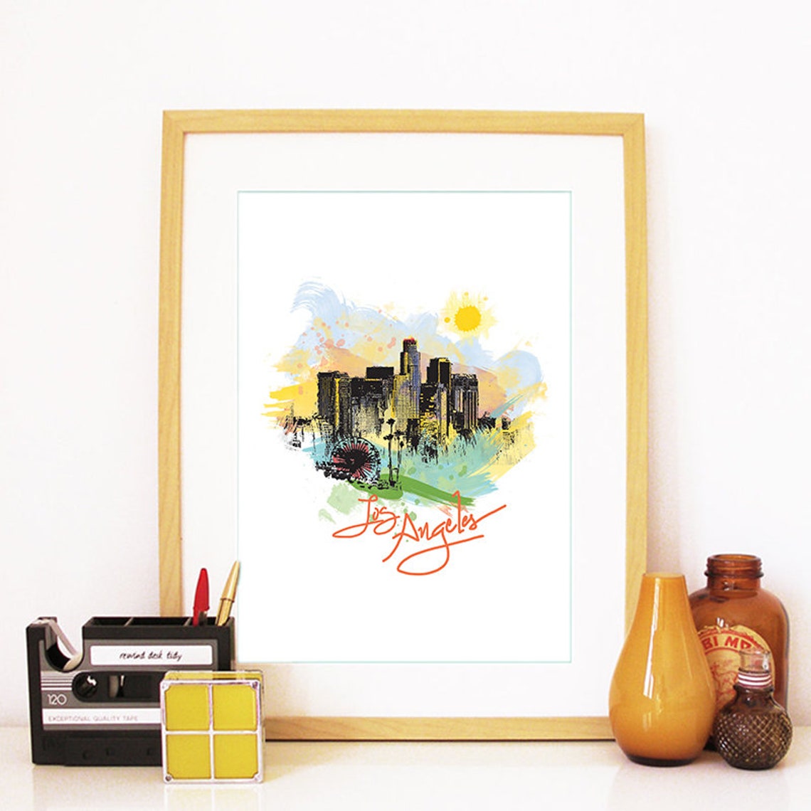 Los Angeles Print Los Angeles Skyline Los Angeles Art Los Angeles Poster Los Angeles Watercolor Los Angeles Art Print Los Angeles Map - Image 2