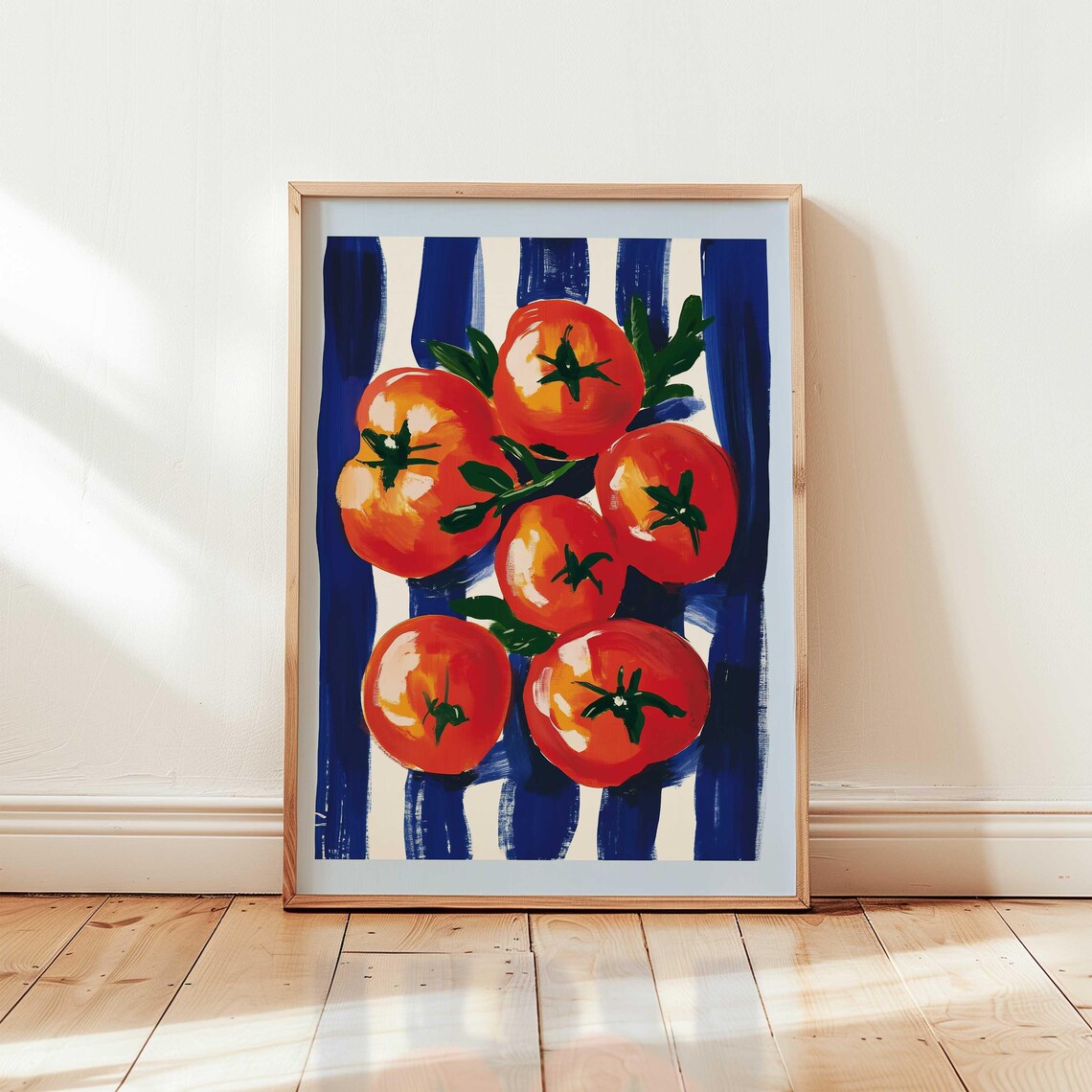 Preppy Tomato Art Print Trendy Red Illustration Modern Kitchen Decor Vibrant Food Wall Eclectic