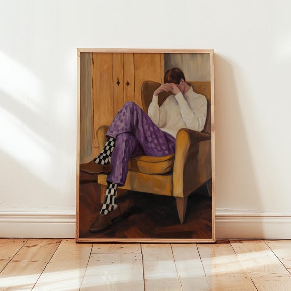 Modern Male Fashion Poster Vintage Handsome Men Art Deco Wall Print Stylish Masculine Decor Colorful Edgy Portrait Eclectic