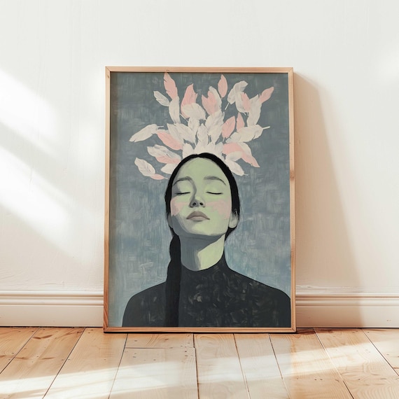 Inuit Woman Portrait Indigenous Art Print Modern Aboriginal Wall Decor Colorful Ethereal Female Artwork Contemporary Native
