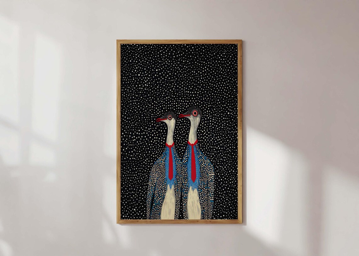 Abstract Bird Art Cranes Minimalist Nature Poster