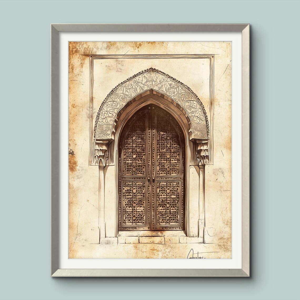 Islamic Arch Door, Vintage Arabic Architecture Print