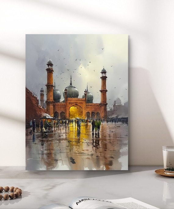 Badshahi Mosque Lahore Watercolor Islamic Architecture Print