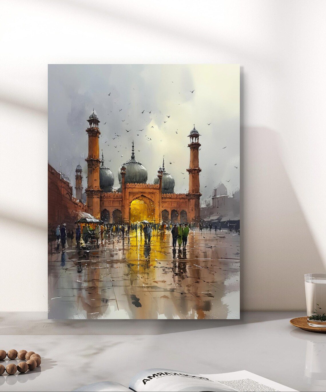Badshahi Mosque Lahore Watercolor Islamic Architecture Print