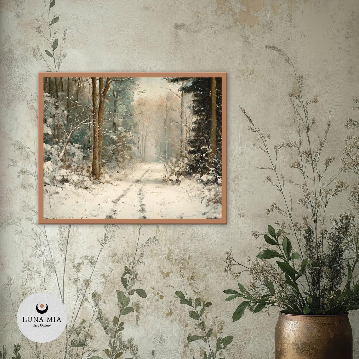 Footprints On A Snow Covered Path Through A Quiet Winter Forest Poster - Image 2