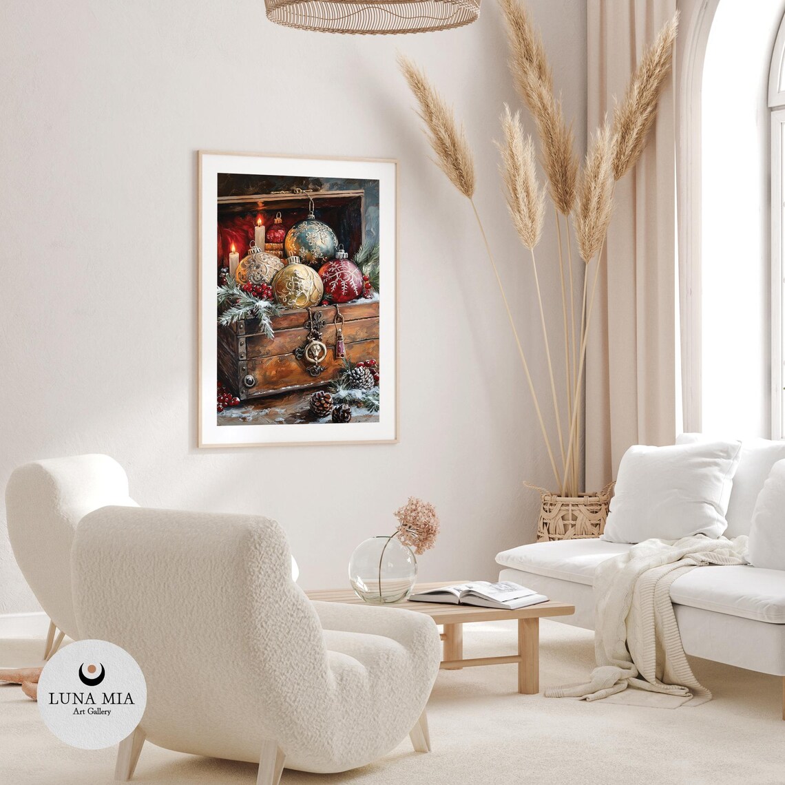 Vintage Christmas Ornament Treasure Chest Oil Painting Poster - Image 3