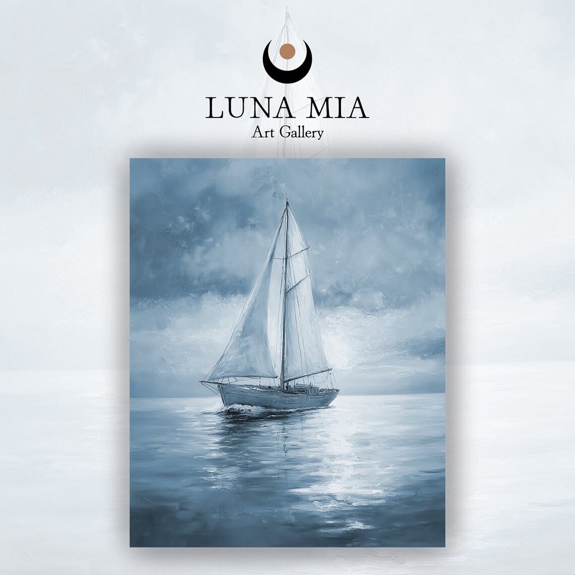 Tranquil Sailboat In Blue Ocean, Vintage Poster - Image 2
