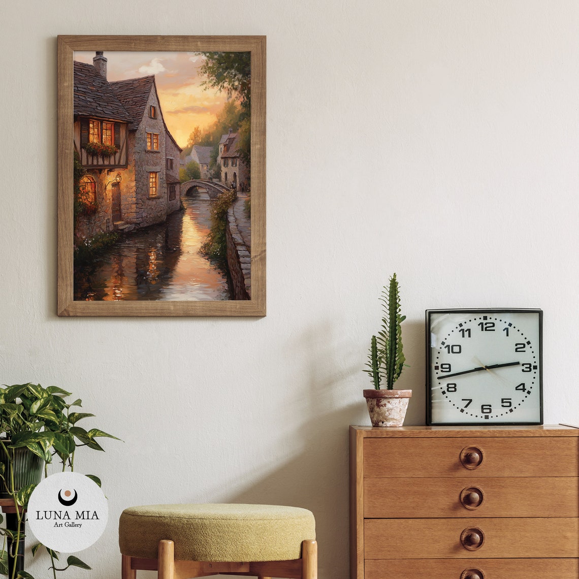 Cozy Village Canal at Dusk With Warm Glowing Windows Art Poster - Image 3
