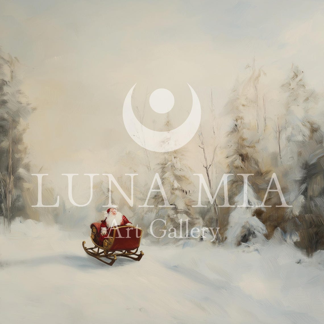 Santa In A Red Sleigh Riding Through A Snowy Forest Winter Poster - Image 5