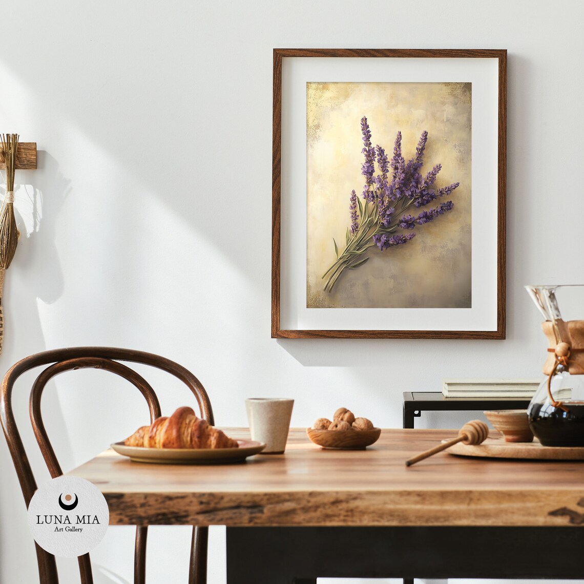 Lush Lavender Bouquet on Shimmering Gold Background Art Poster - Image 4