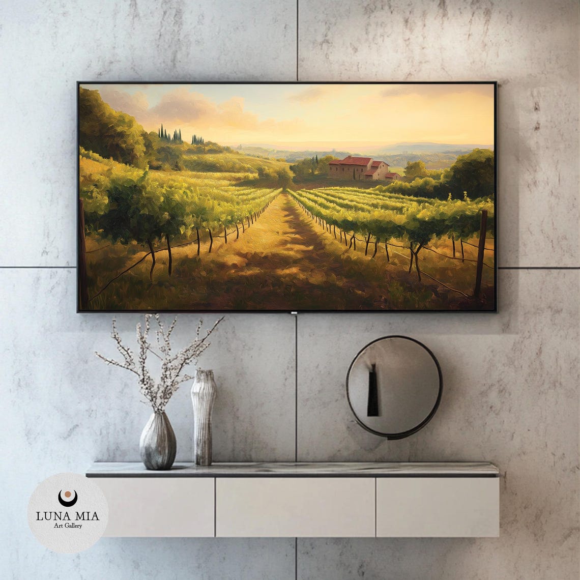 Golden Tuscany Vineyard Sunset Rustic Italian Countryside Poster - Image 2