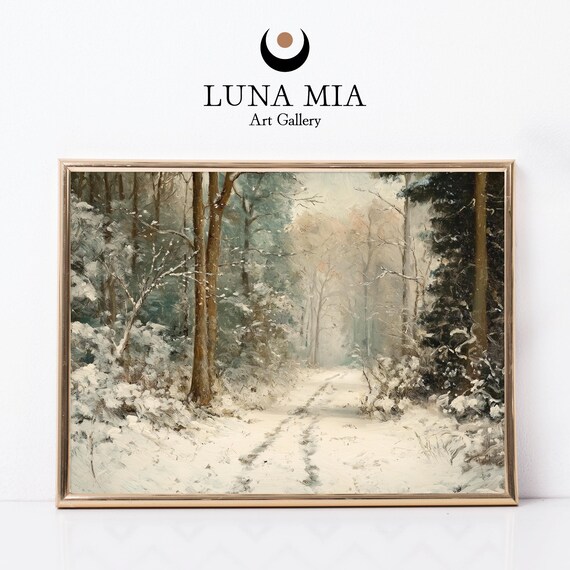 Footprints On A Snow Covered Path Through A Quiet Winter Forest Poster