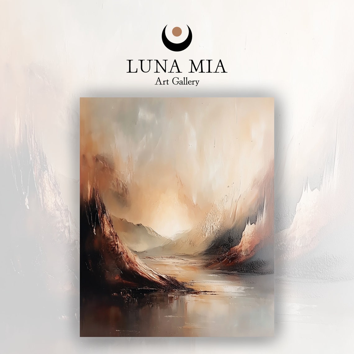 Dramatic Earthy Abstract Canyon With Glowing Light Art Poster - Image 2