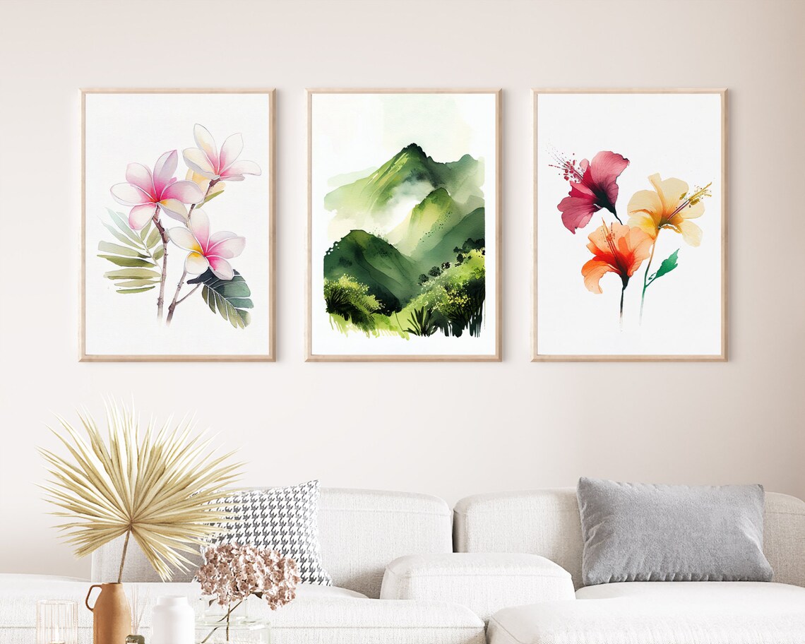 Plumeria Watercolor Art Print, Hawaii Boho Decor - Image 3