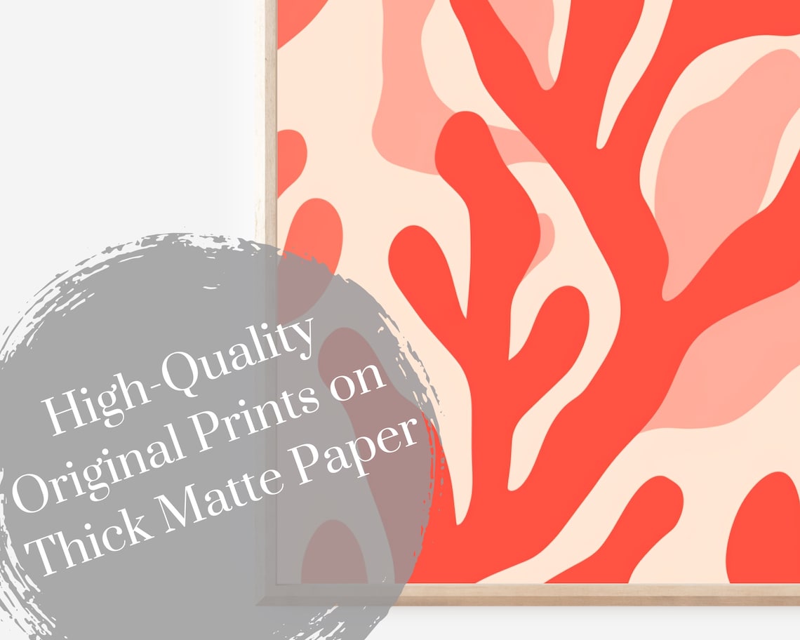 Matisse Style Coral Seaweed Branch Abstract Red Coastal Wall Art Print Poster - Image 3