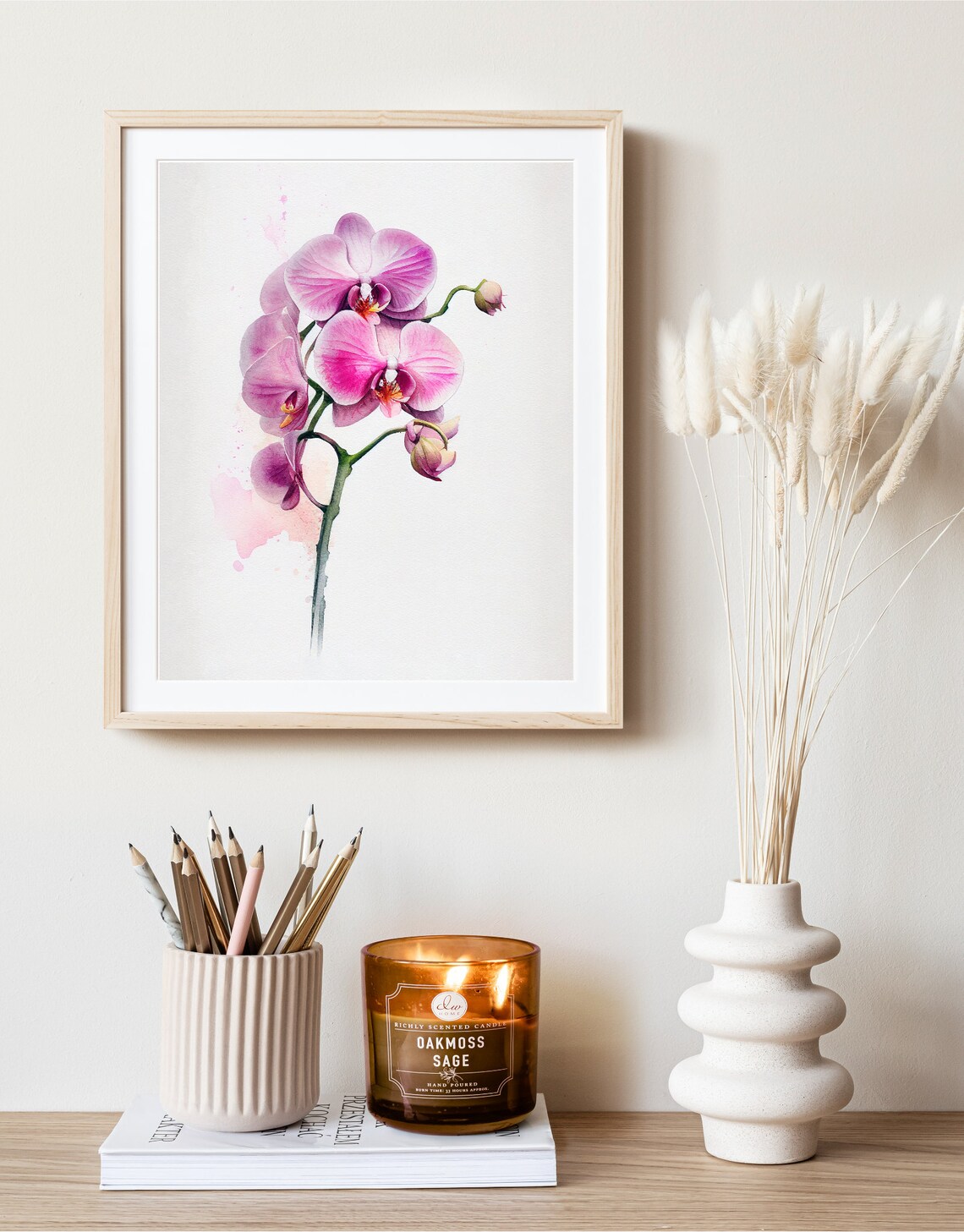 Orchid Watercolor Hawaii Art Print, Boho Minimalist - Image 4