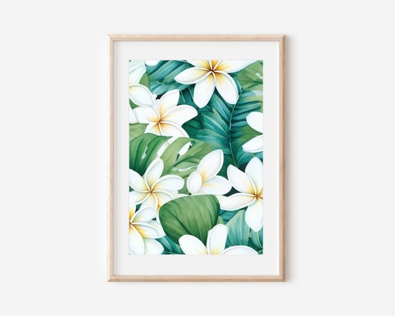Exotic Plumeria Paradise Painting Tropical Floral Art For Home Decor Vibrant Island Flowers Hawaiian Botanical Wall Decor Unique Art