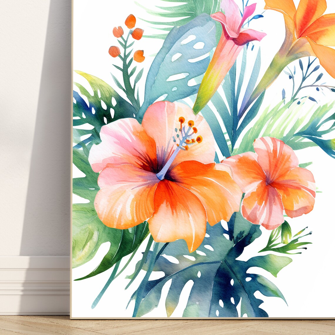 Original Watercolor Hawaiian Flower Bundle, Art Print - Image 4