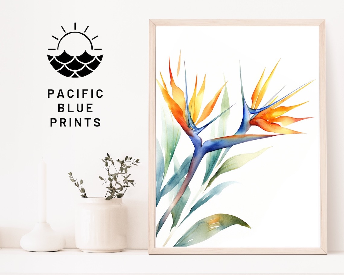 Watercolor Bird of Paradise Art Print, Tropical Decor - Image 4