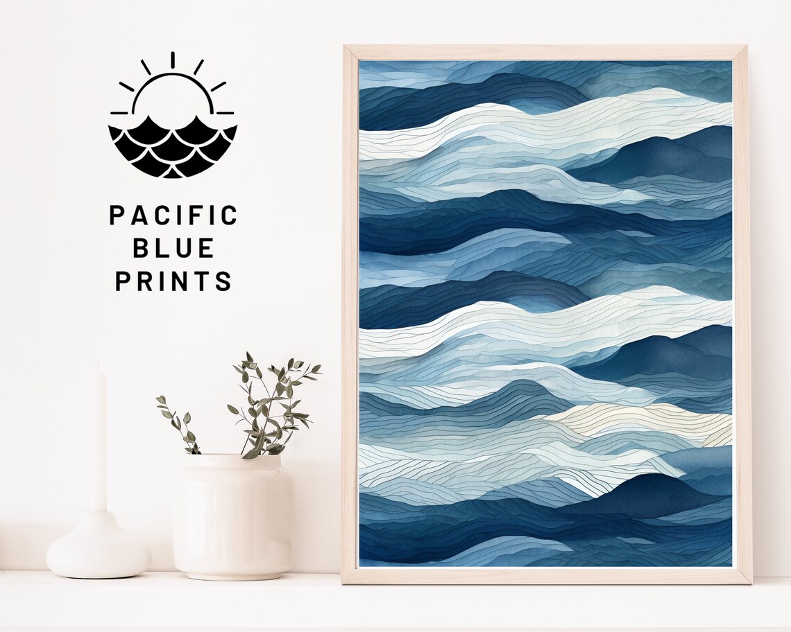 Boho Minimal Wave Art Print, Coastal Seascape - Image 4