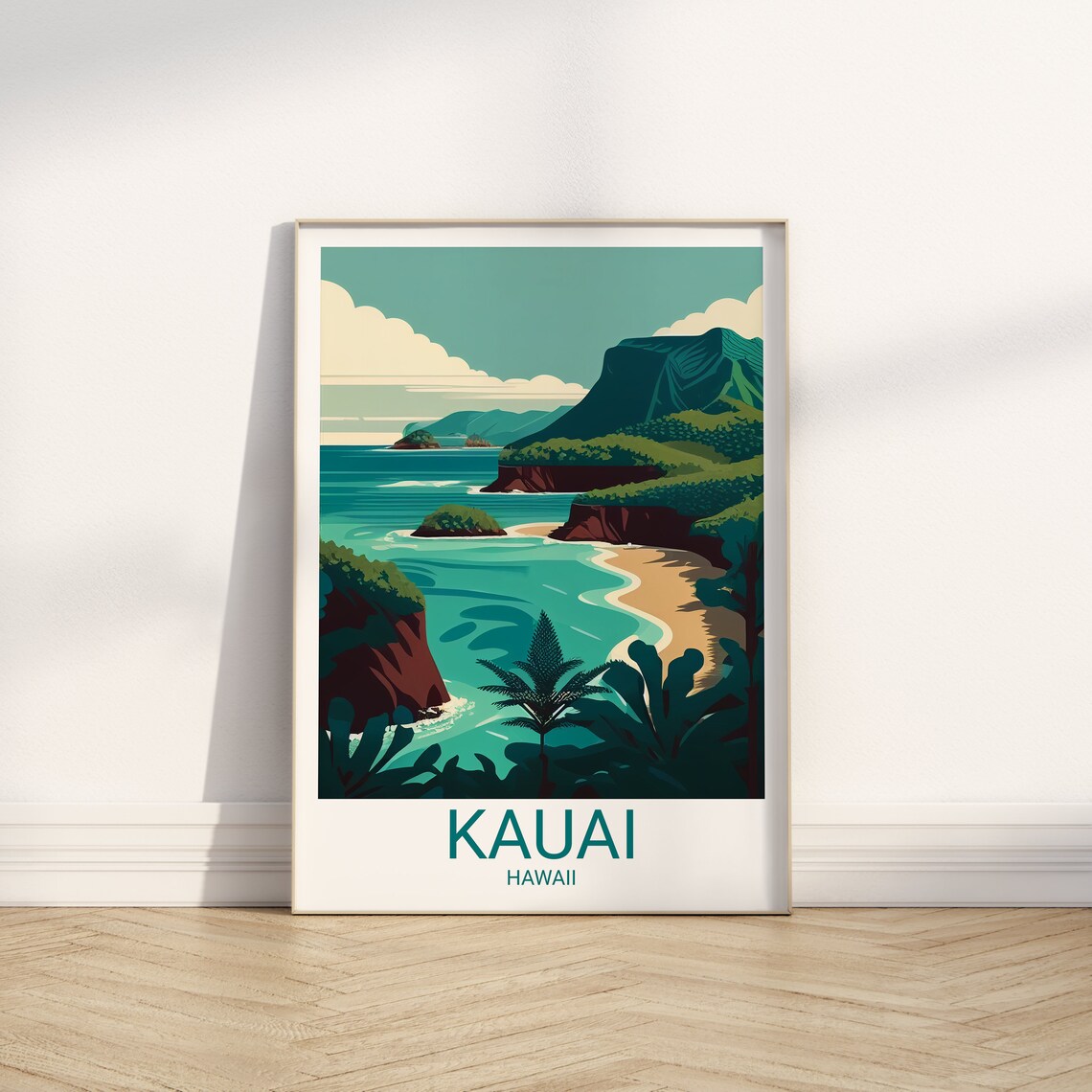Kauai Hawaii Travel Poster, Minimal Art Print