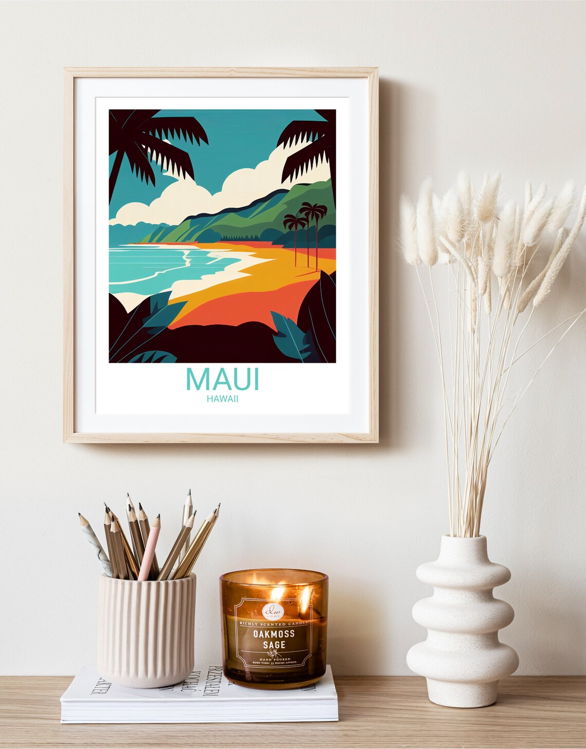 Maui Minimalist Travel Poster, Boho Island Art - Image 2