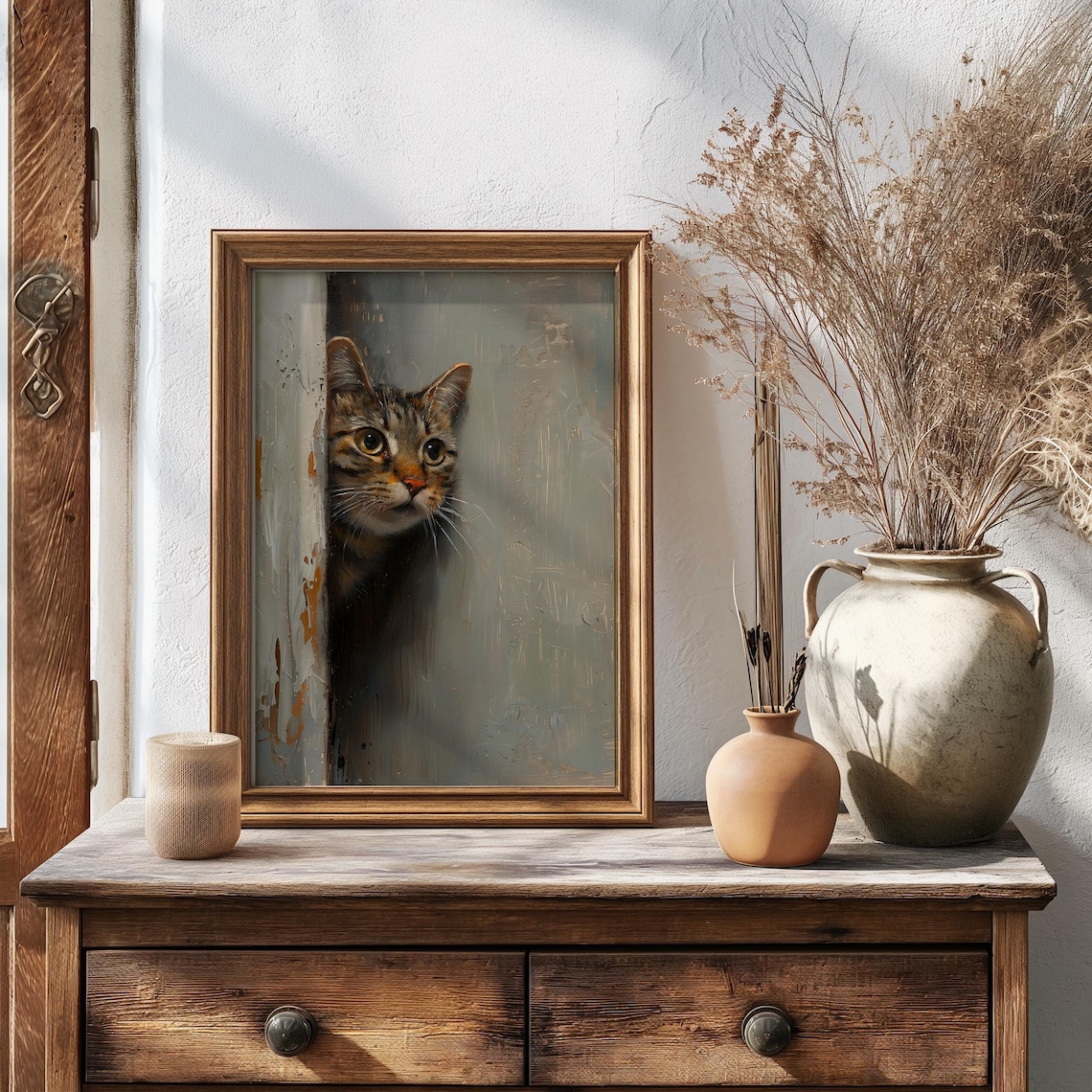 Vintage Tabby Cat Oil-Painting Style Art Print - Image 3