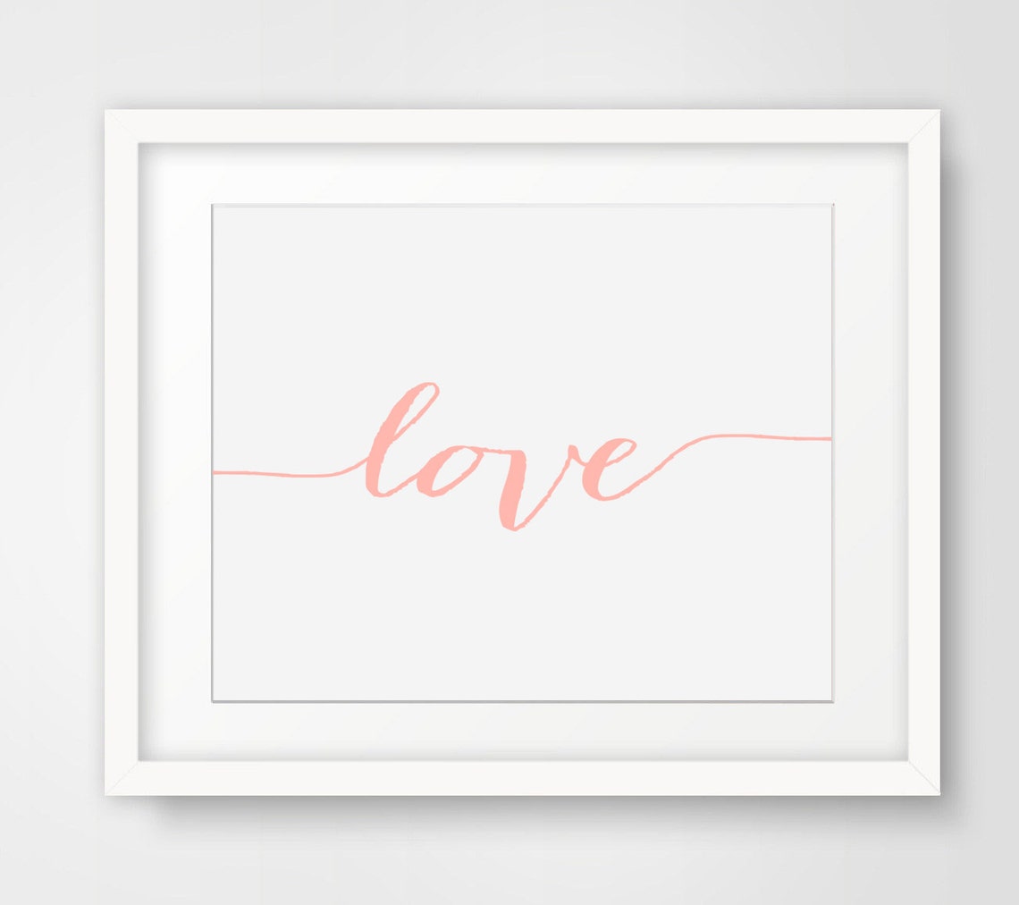 Love Coral Pink Calligraphy Script Minimalist Romance Art Print - Image 2